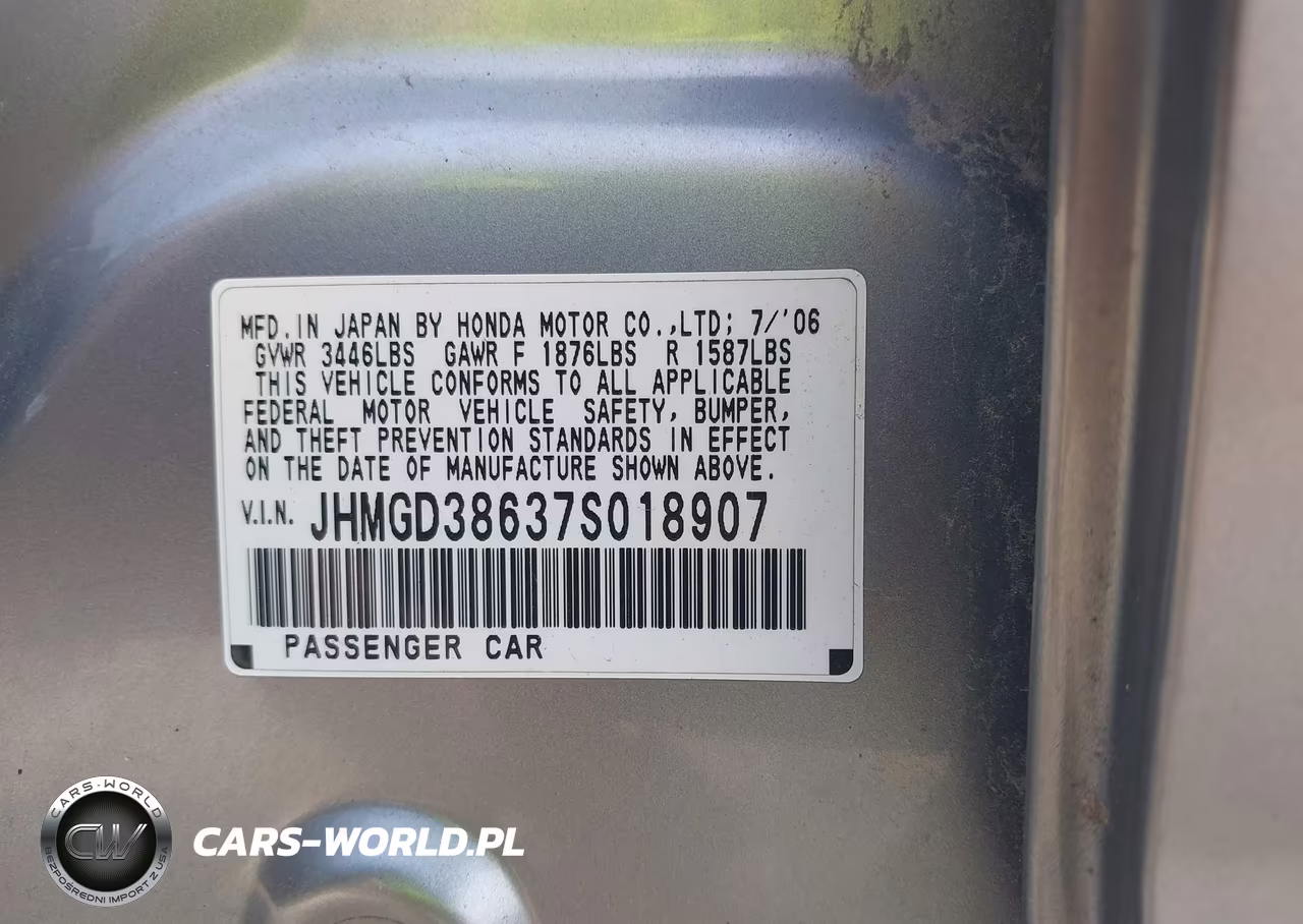 2007 Honda Fit Sport VIN:JHMGD38637S018907 - 9