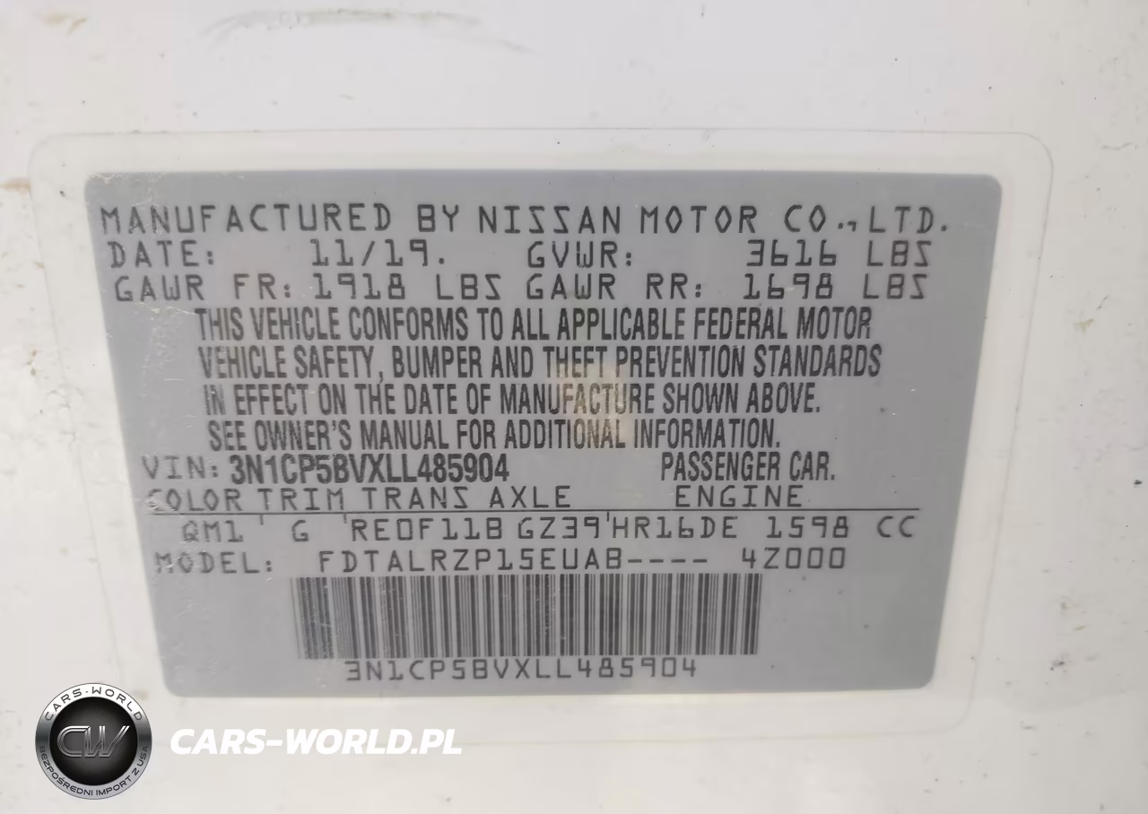 2020 Nissan Kicks S Xtronic Cvt VIN:3N1CP5BVXLL485904 - 9