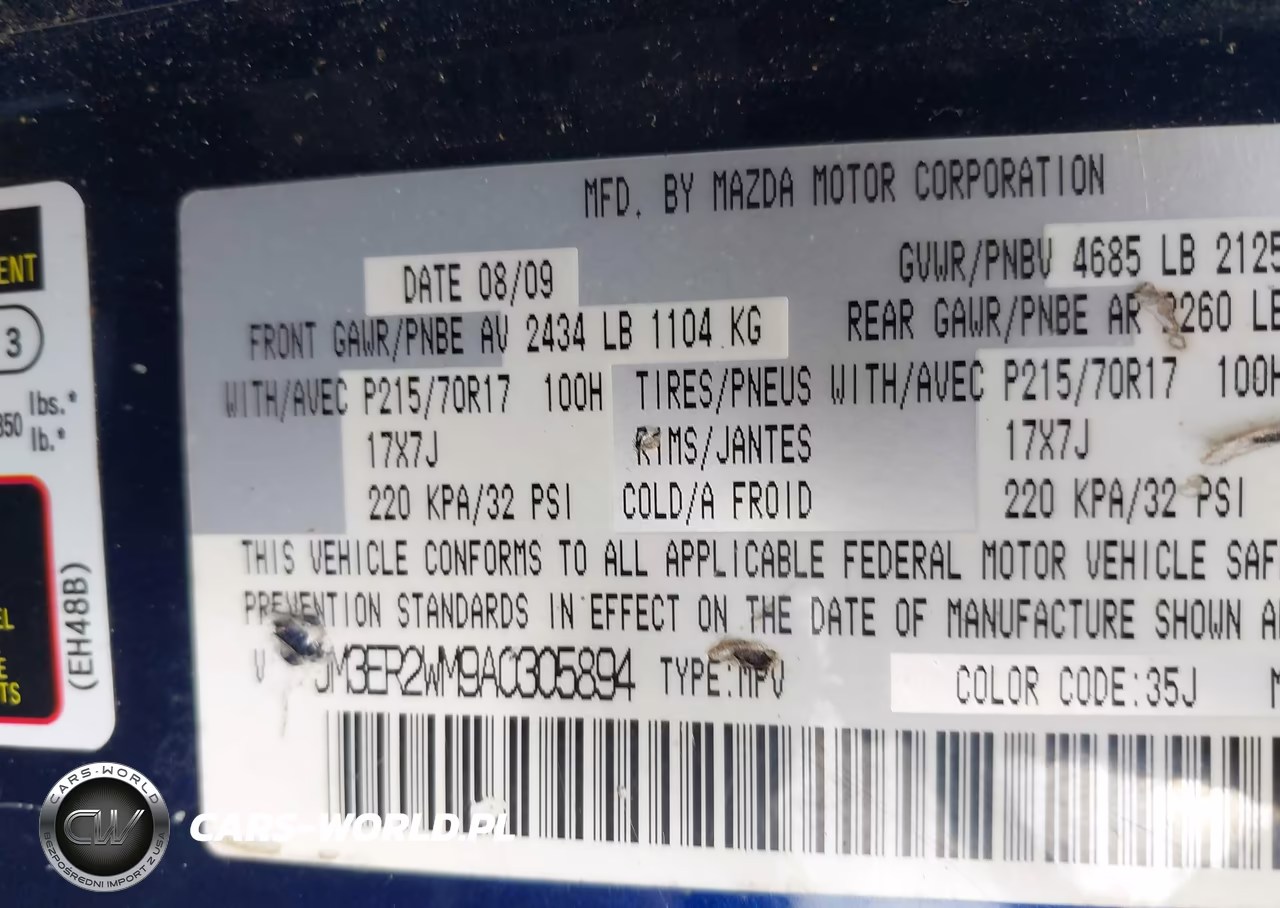 2010 Mazda Cx-7 I Sport VIN:JM3ER2WM9A0305894 - 9