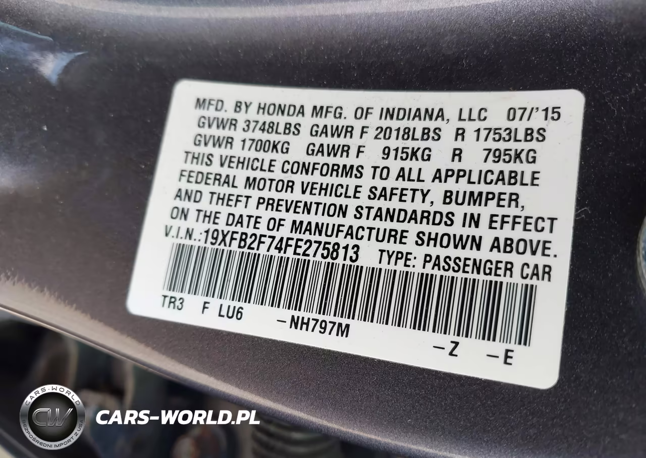 2015 Honda Civic Se VIN:19XFB2F74FE275813 - 9