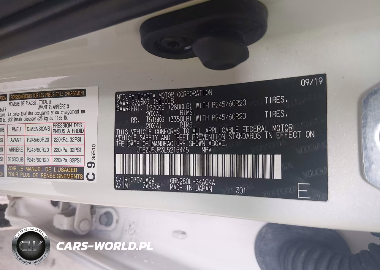 2020 Toyota 4Runner Limited VIN:JTEZU5JR3L5215445 - 9