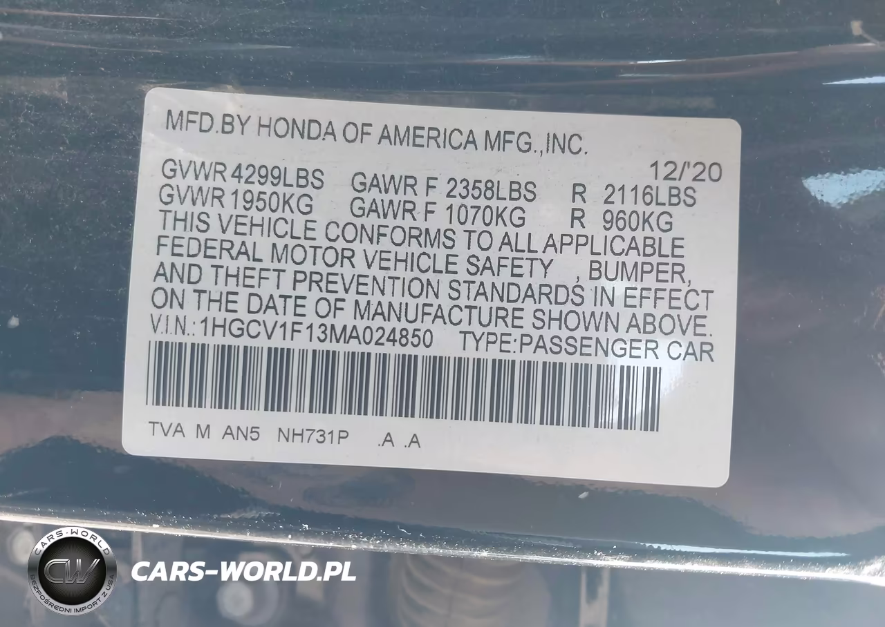2021 Honda Accord Lx VIN:1HGCV1F13MA024850 - 9