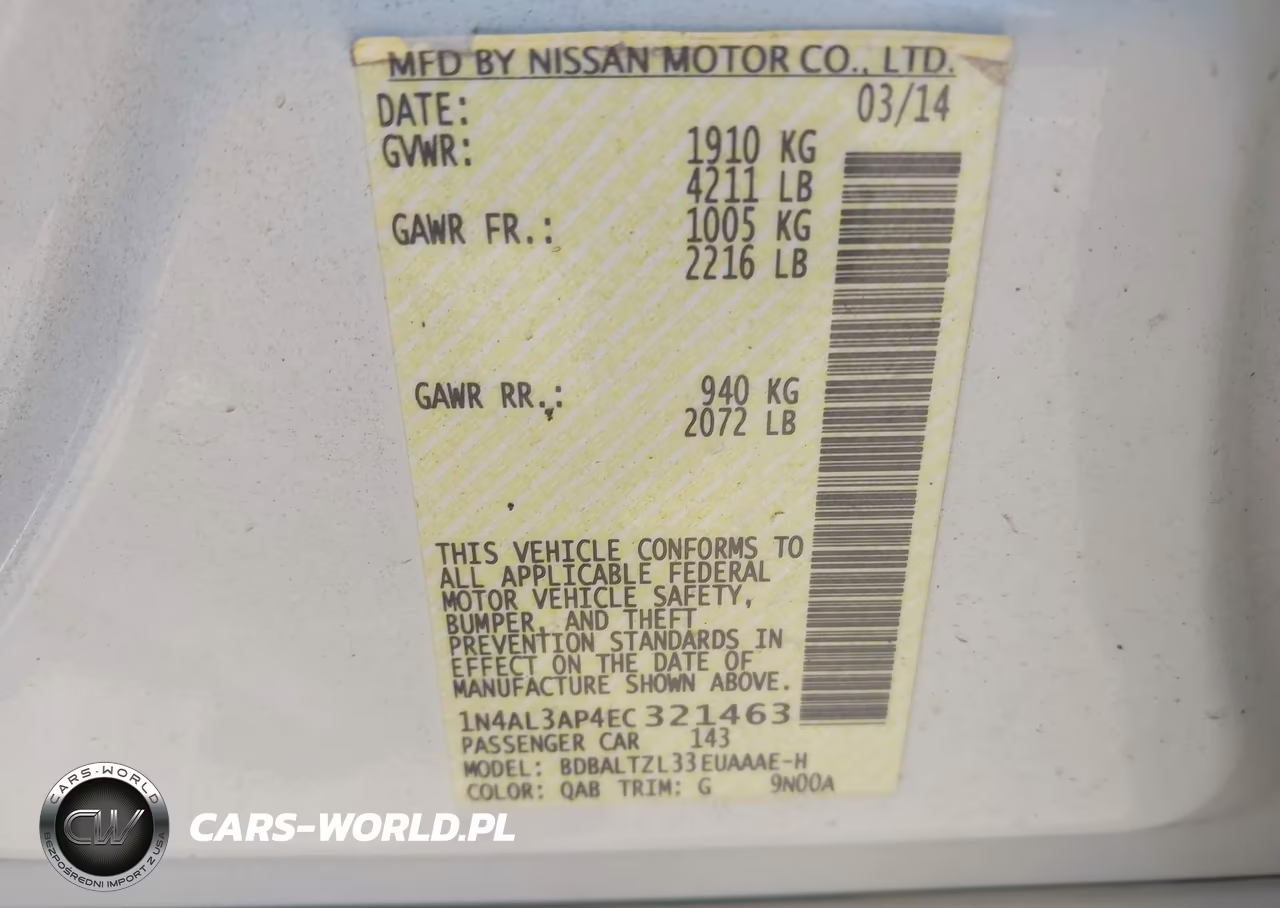 2014 Nissan Altima 2.5 Sv VIN:1N4AL3AP4EC321463 - 9