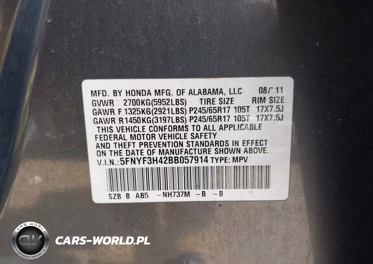2011 Honda Pilot Ex VIN:5FNYF3H42BB057914 - 9