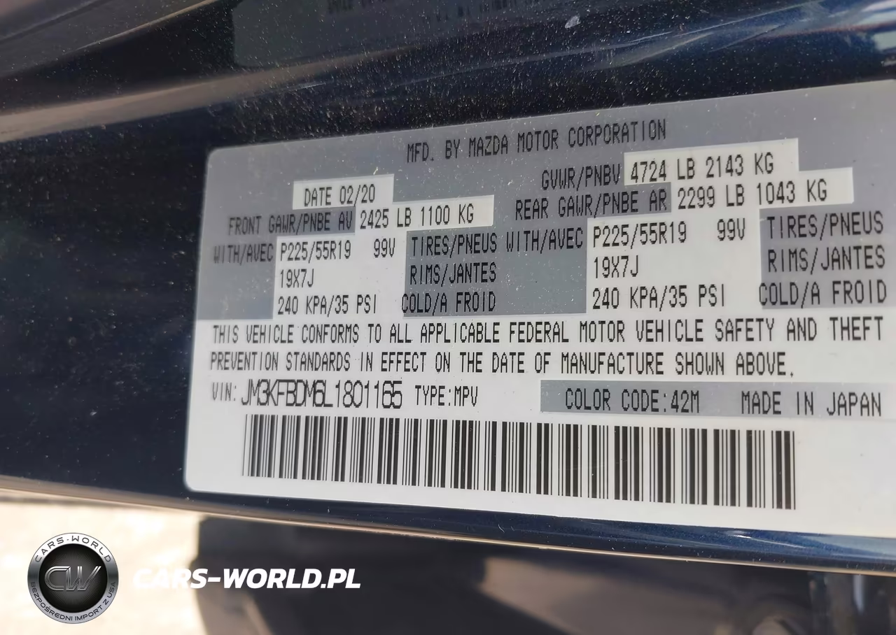 2020 Mazda Cx-5 Grand Touring VIN:JM3KFBDM6L1801165 - 9