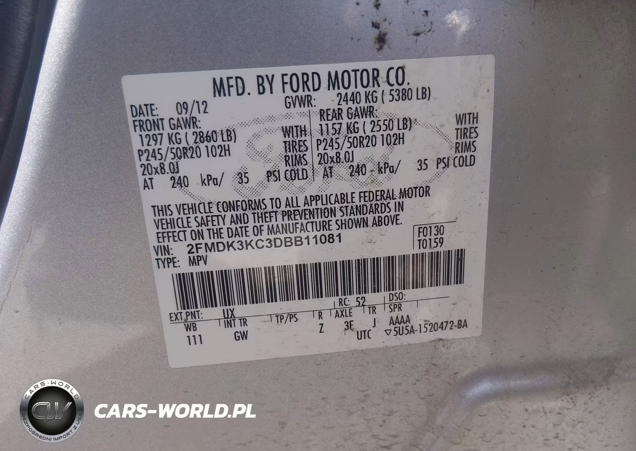 2013 Ford Edge Limited VIN:2FMDK3KC3DBB11081 - 9