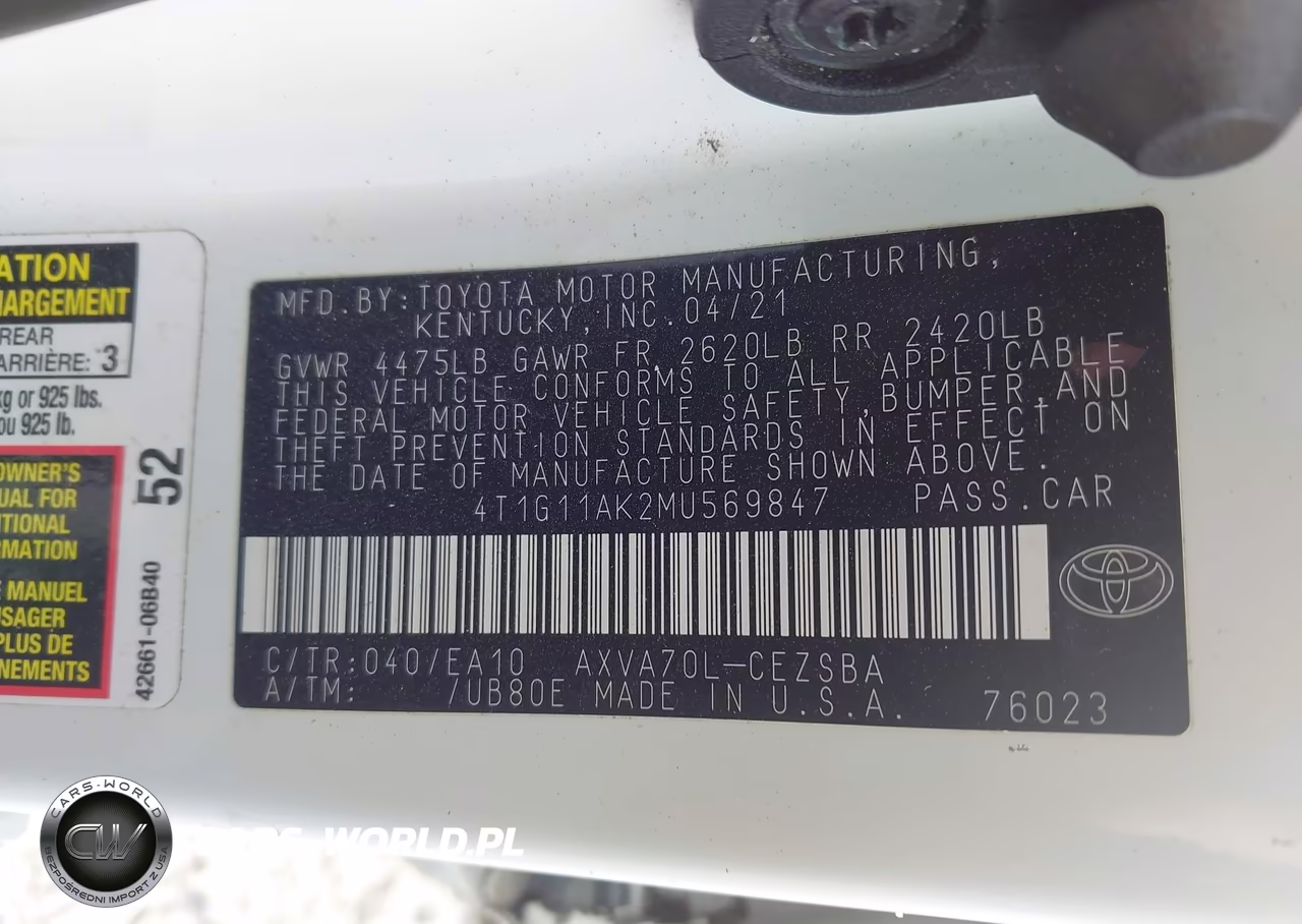 2021 Toyota Camry Se VIN:4T1G11AK2MU569847 - 9