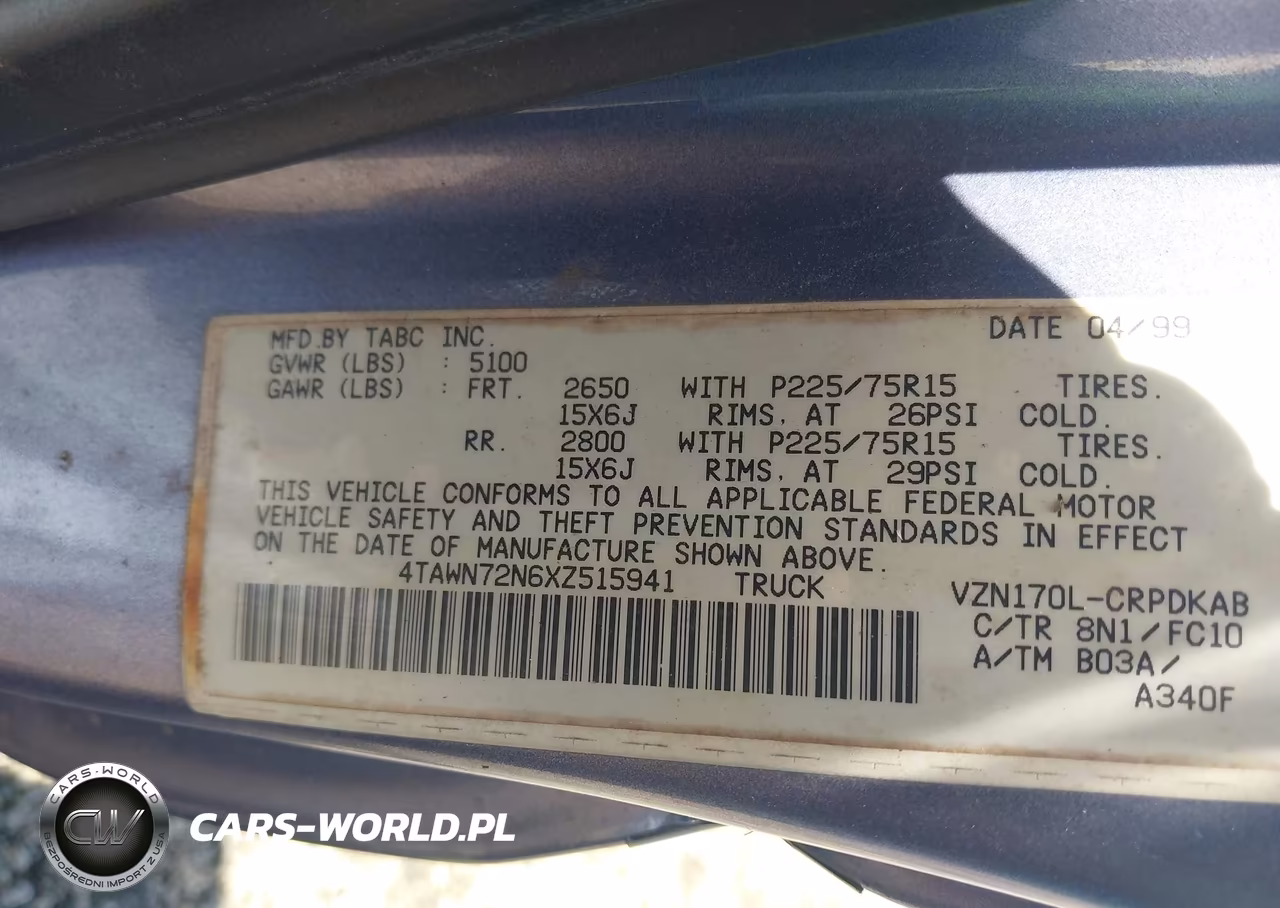 1999 Toyota Tacoma VIN:4TAWN72N6XZ515941 - 9