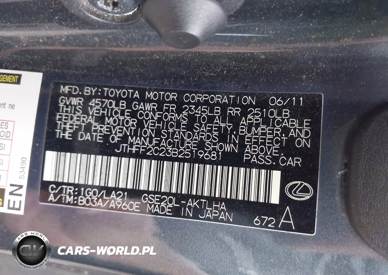 2011 Lexus Is 250C VIN:JTHFF2C23B2519681 - 9