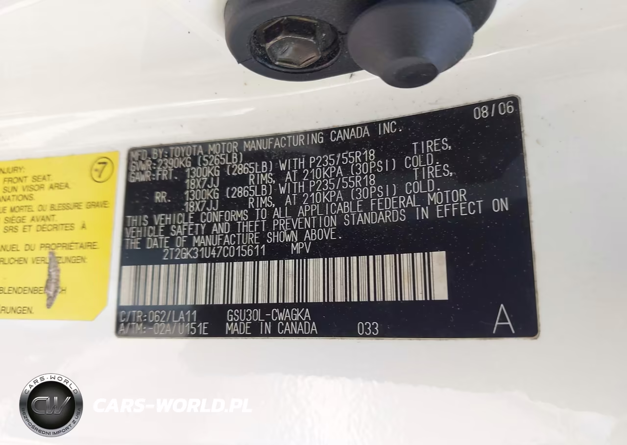 2007 Lexus Rx 350 VIN:2T2GK31U47C015611 - 9