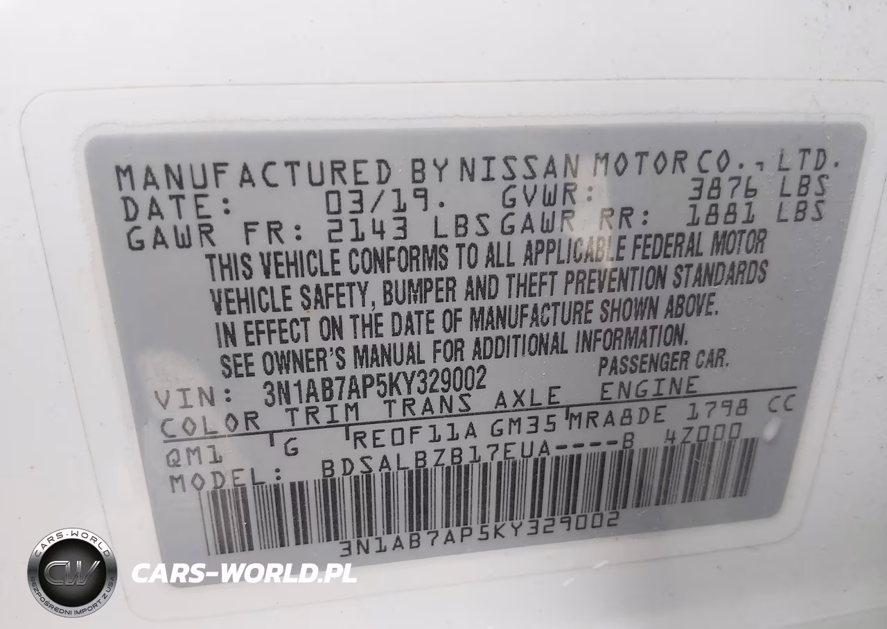 2019 Nissan Sentra S VIN:3N1AB7AP5KY329002 - 9