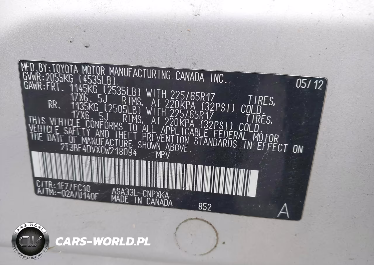 2012 Toyota Rav4 VIN:2T3BF4DVXCW218094 - 9