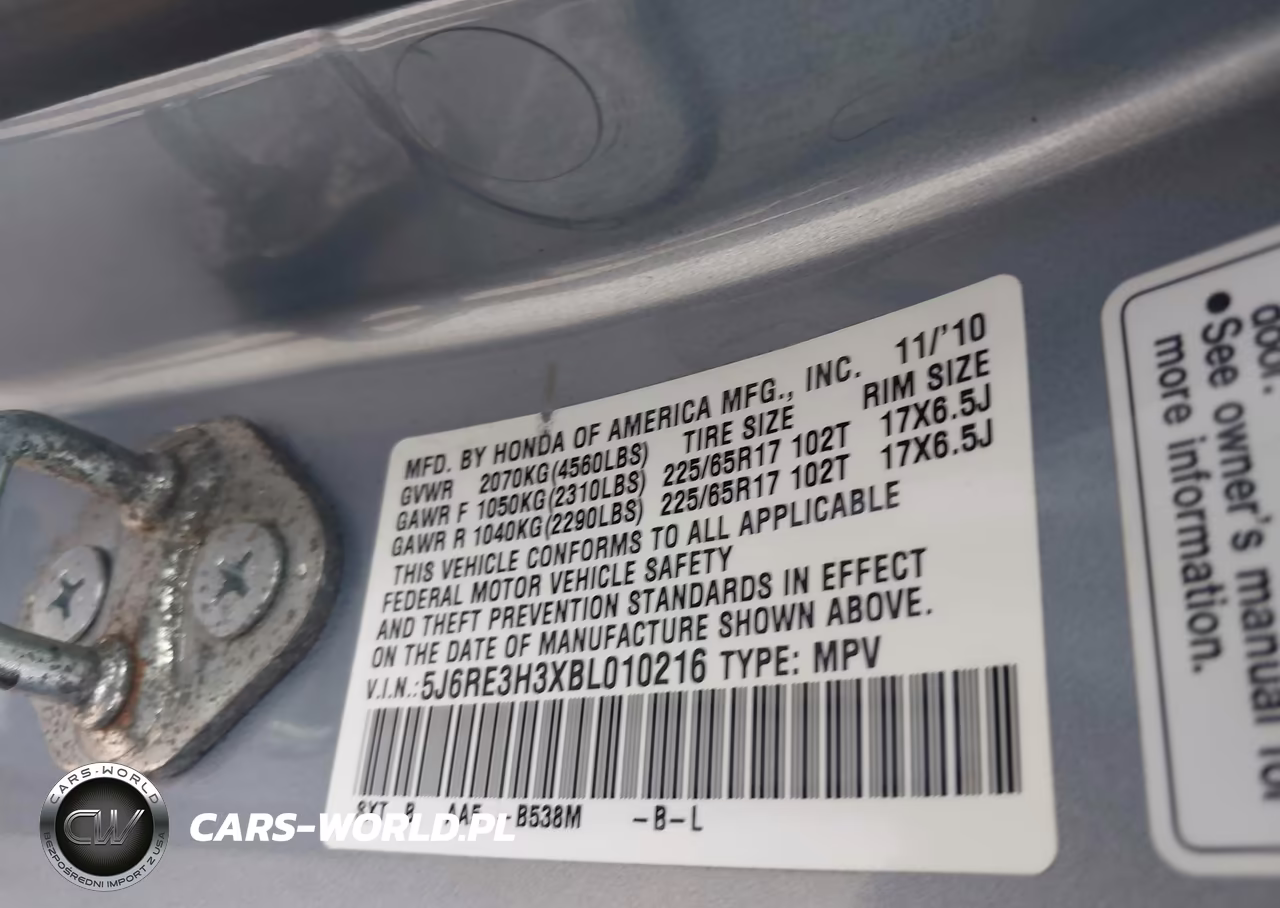 2011 Honda Cr-V Lx VIN:5J6RE3H3XBL010216 - 9