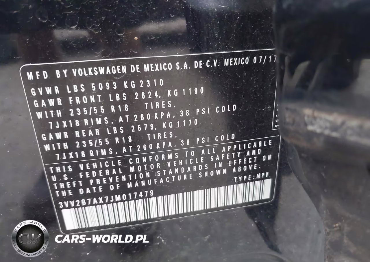 2018 Volkswagen Tiguan 2.0T Se-2.0T Sel VIN:3VV2B7AX7JM017479 - 9