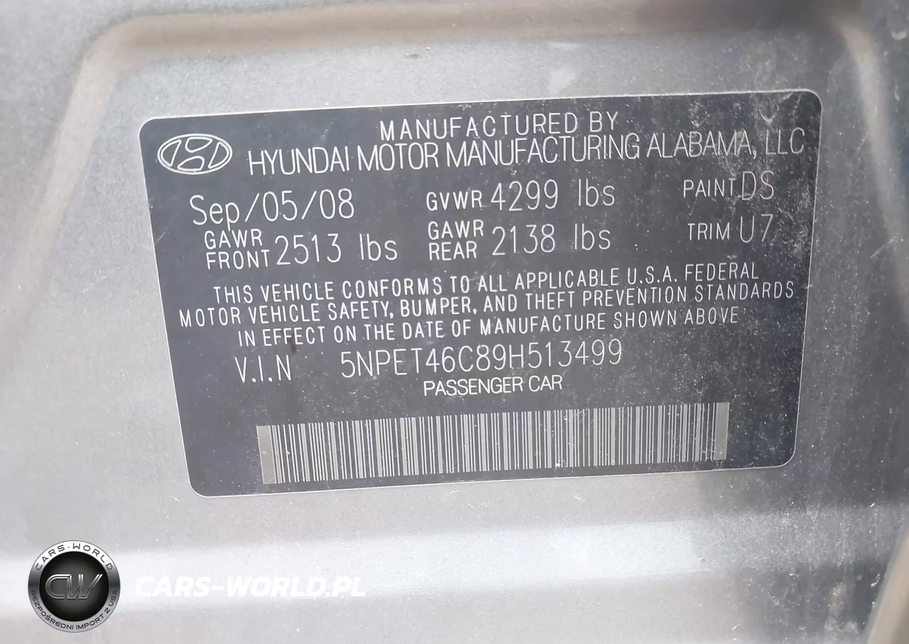 2009 Hyundai Sonata Gls VIN:5NPET46C89H513499 - 9
