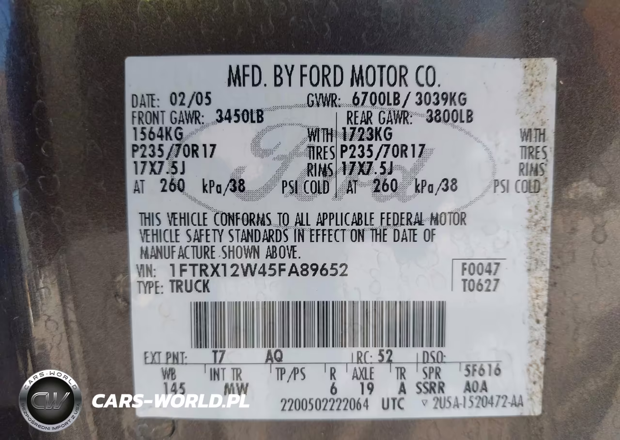 2005 Ford F-150 Stx-Xl-Xlt VIN:1FTRX12W45FA89652 - 9