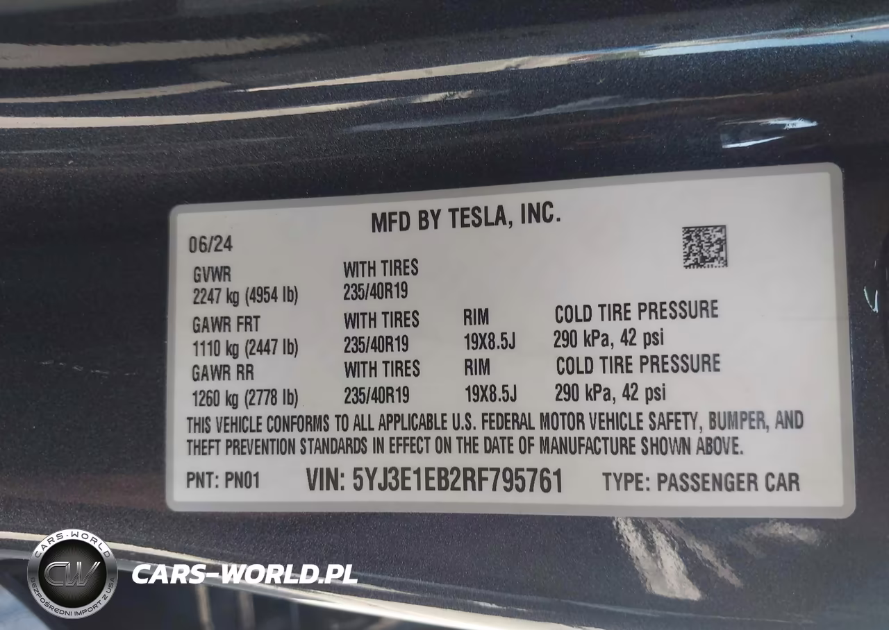 2024 Tesla Model 3 Long Range Dual Motor All-Wheel Drive VIN:5YJ3E1EB2RF795761 - 9