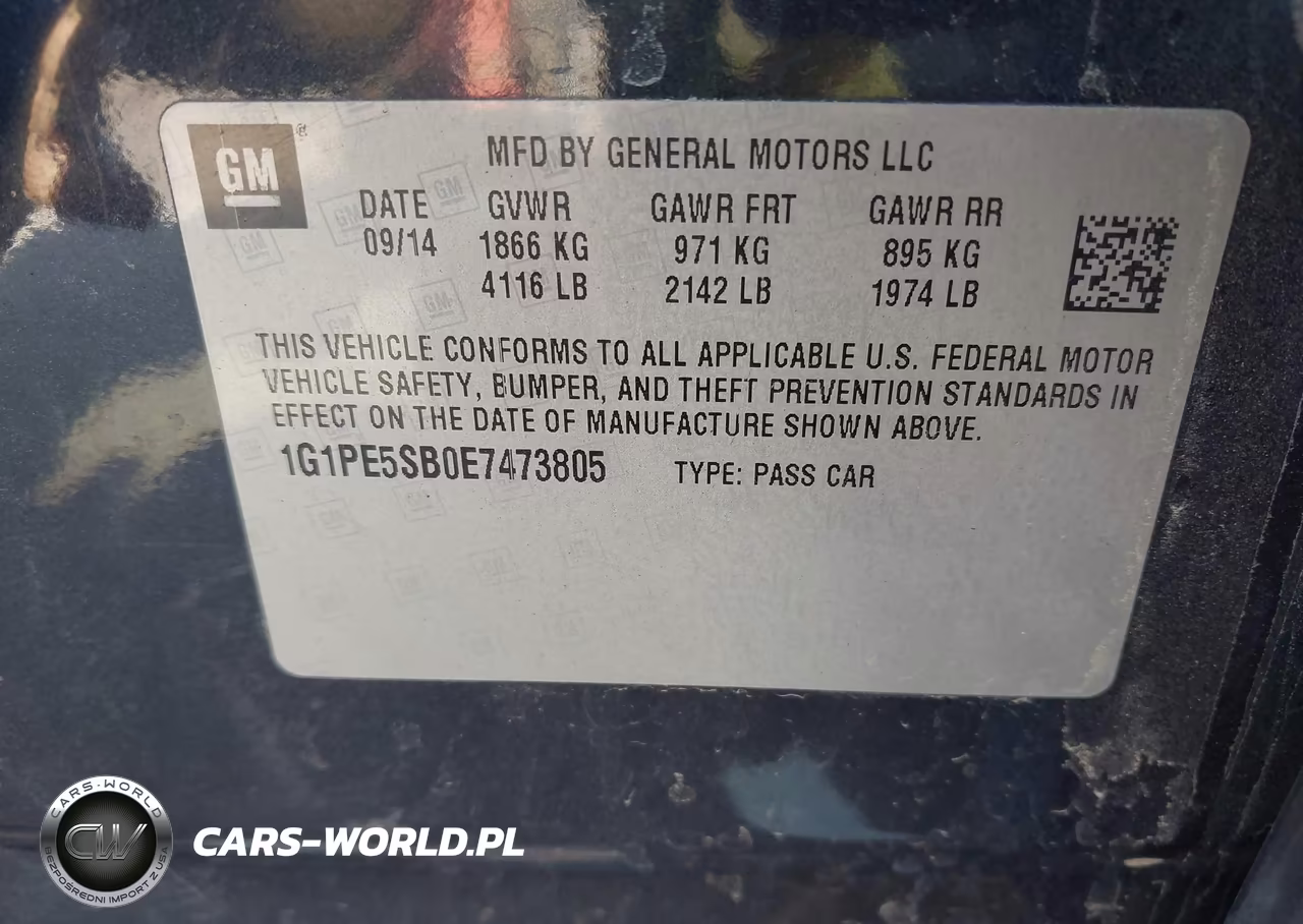 2014 Chevrolet Cruze 2Lt Auto VIN:1G1PE5SB0E7473805 - 9