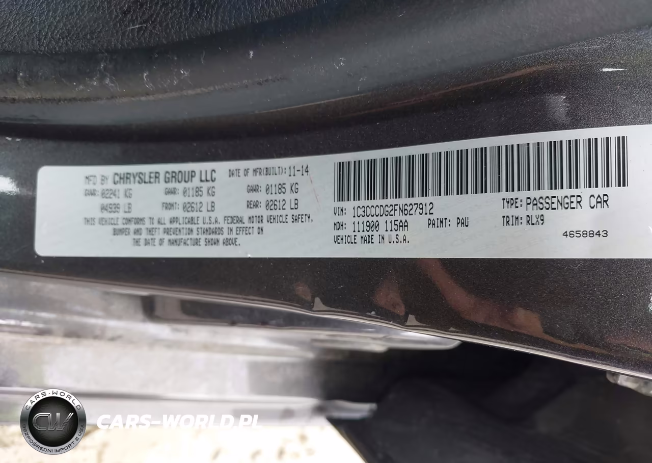 2015 Chrysler 200 S VIN:1C3CCCDG2FN627912 - 9