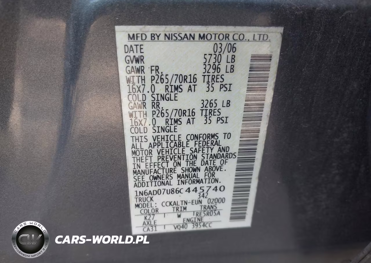 2006 Nissan Frontier Se VIN:1N6AD07U86C445740 - 9