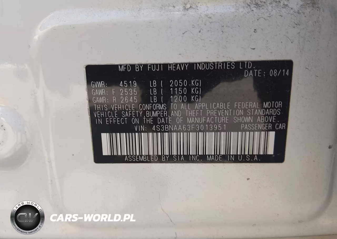 2015 Subaru Legacy 2.5I VIN:4S3BNAA63F3013951 - 9