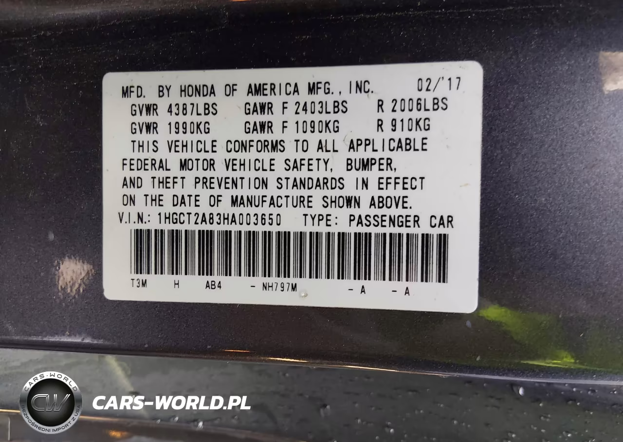 2017 Honda Accord Ex-L V6 VIN:1HGCT2A83HA003650 - 9