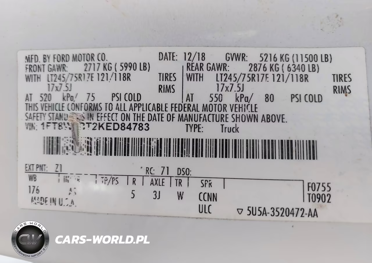 2019 Ford F-350 Xl VIN:1FT8W3BT2KED84783 - 8
