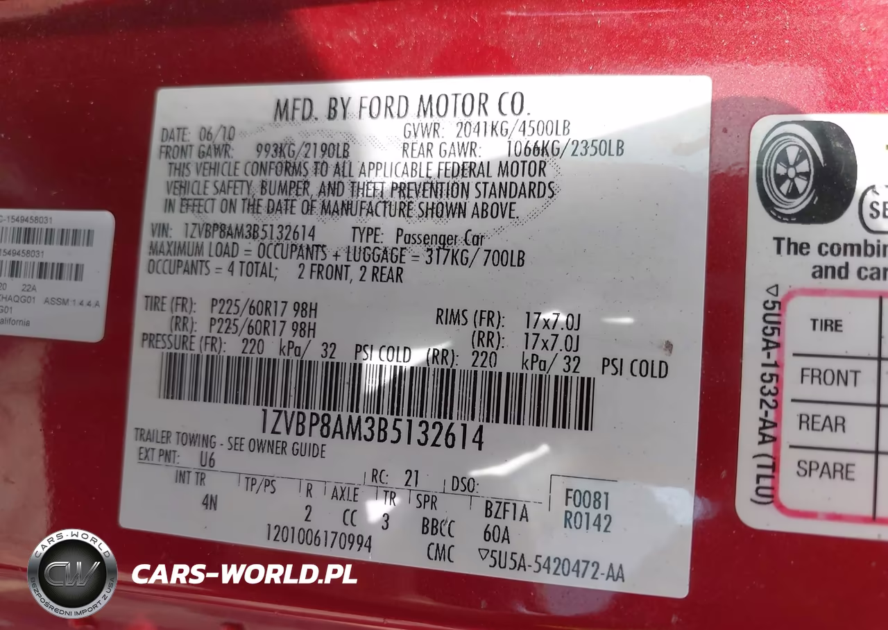 2011 Ford Mustang V6 Premium VIN:1ZVBP8AM3B5132614 - 9