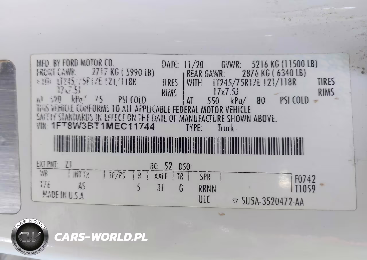 2021 Ford F-350 Xl VIN:1FT8W3BT1MEC11744 - 8