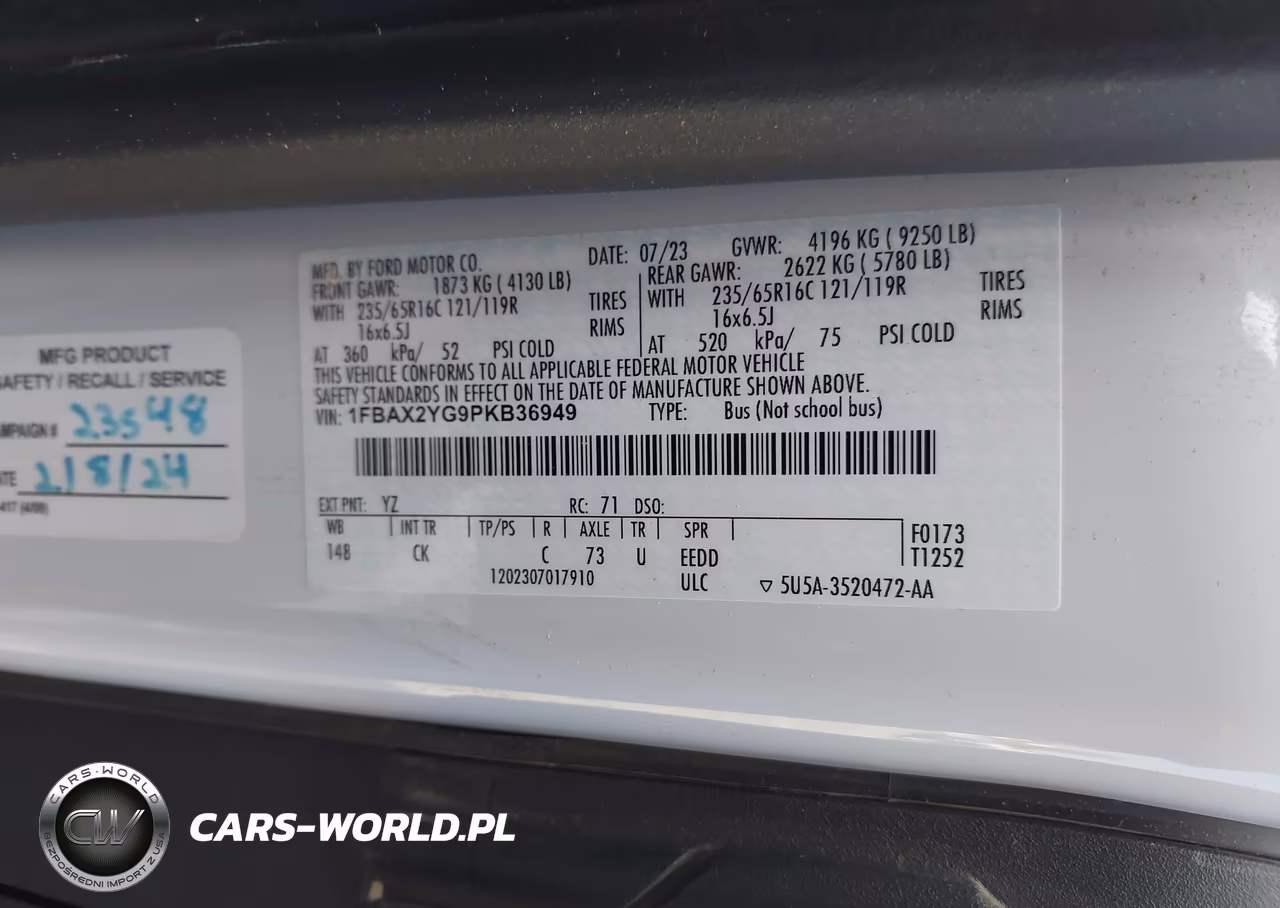 2023 Ford Transit-350 Passenger Van Xlt VIN:1FBAX2YG9PKB36949 - 8