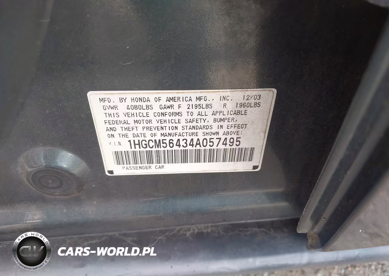 2004 Honda Accord 2.4 Lx VIN:1HGCM56434A057495 - 9