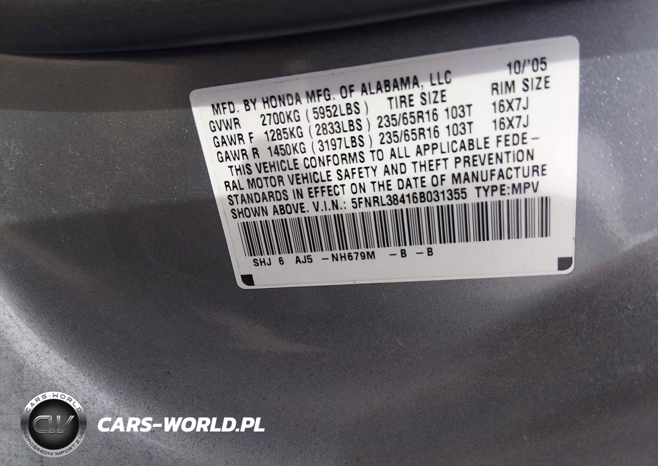2006 Honda Odyssey Ex VIN:5FNRL38416B031355 - 9