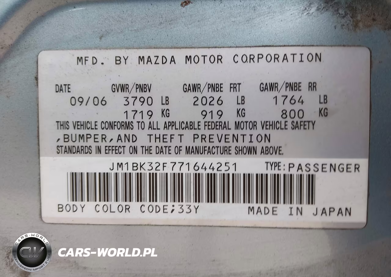 2007 Mazda Mazda3 I VIN:JM1BK32F771644251 - 9