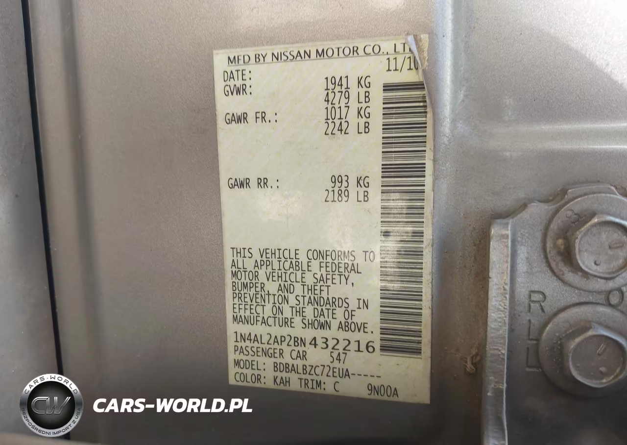 2011 Nissan Altima 2.5 S VIN:1N4AL2AP2BN432216 - 9
