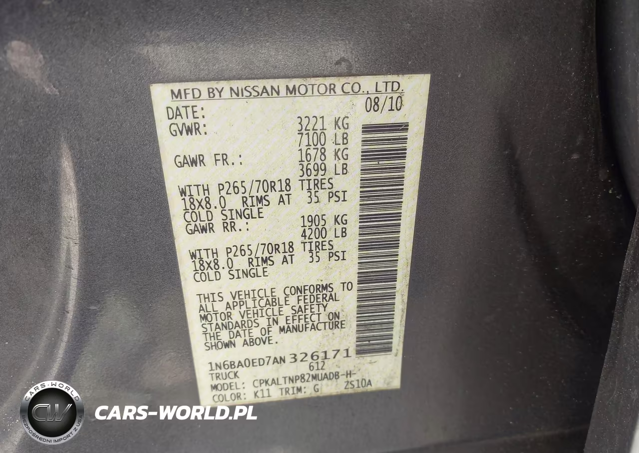 2010 Nissan Titan Se VIN:1N6BA0ED7AN326171 - 9