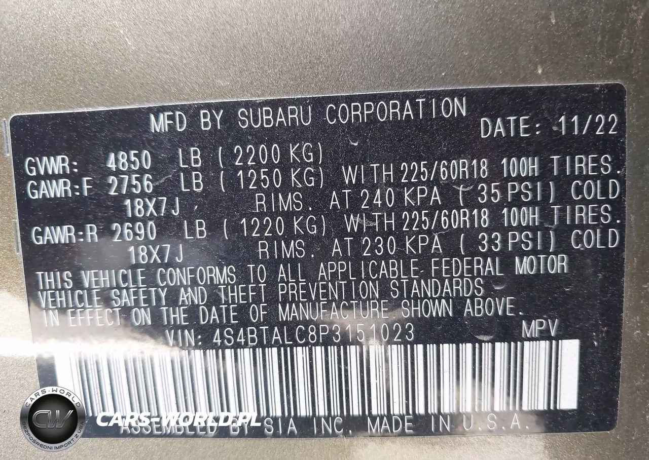 2023 Subaru Outback Onyx Edition VIN:4S4BTALC8P3151023 - 9