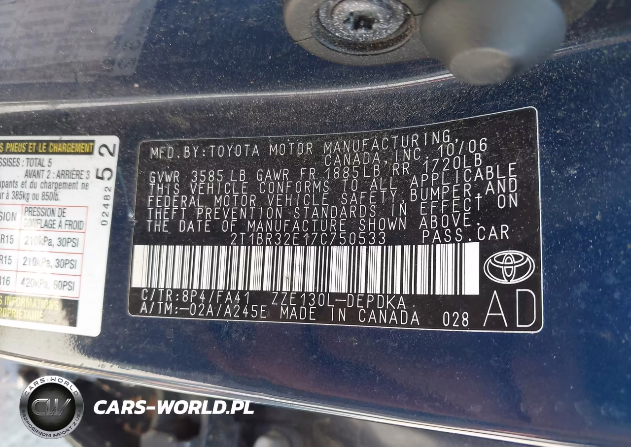 2007 Toyota Corolla Ce VIN:2T1BR32E17C750533 - 9