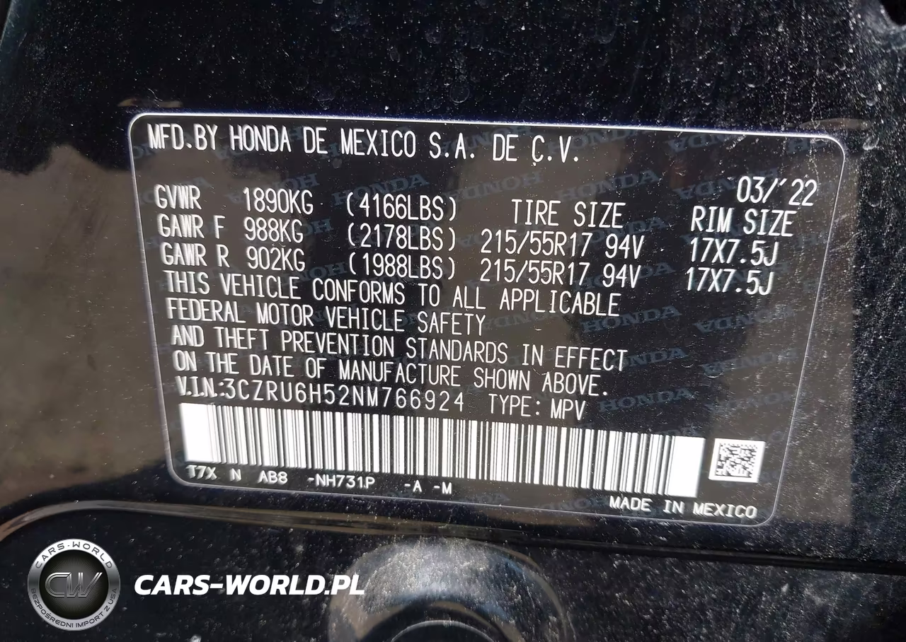 2022 Honda Hr-V Awd Ex VIN:3CZRU6H52NM766924 - 9