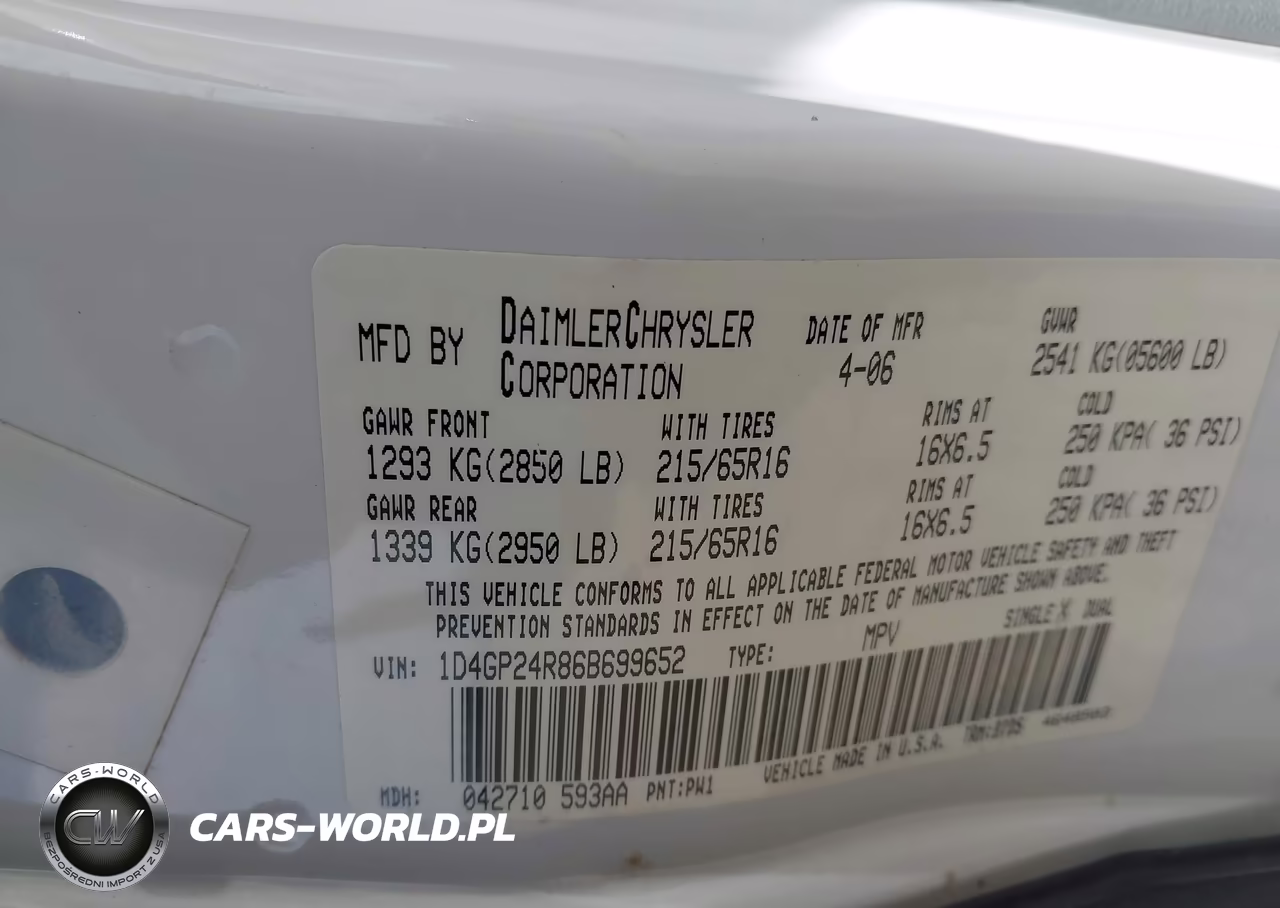 2006 Dodge Grand Caravan Se VIN:1D4GP24R86B699652 - 9