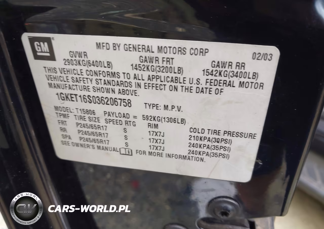 2003 GMC Envoy Xl Sle VIN:1GKET16S036206758 - 9