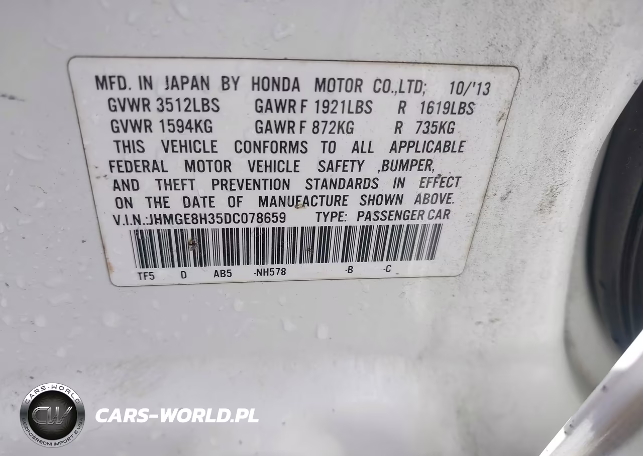 2013 Honda Fit VIN:JHMGE8H35DC078659 - 9