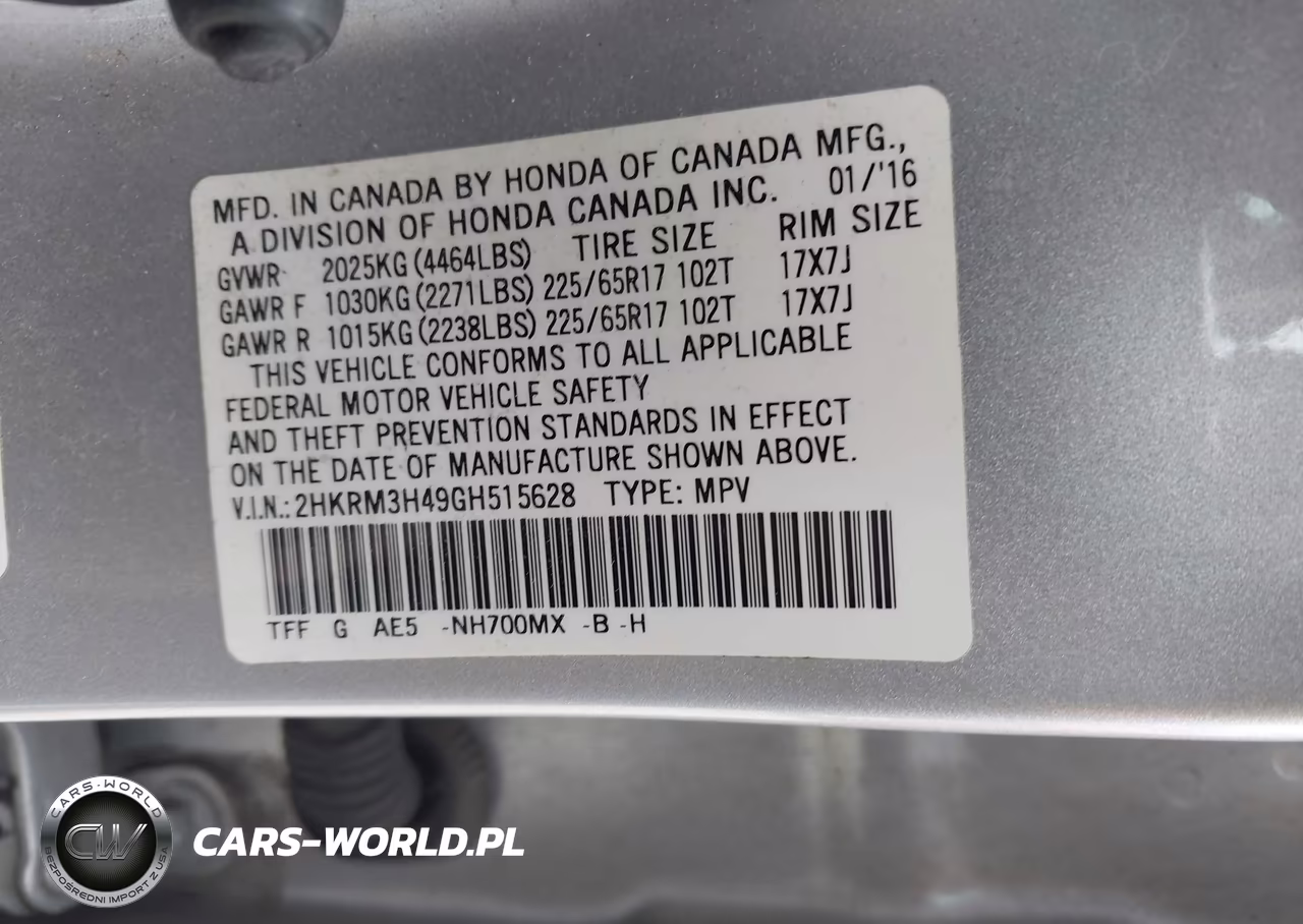 2016 Honda Cr-V Se VIN:2HKRM3H49GH515628 - 9