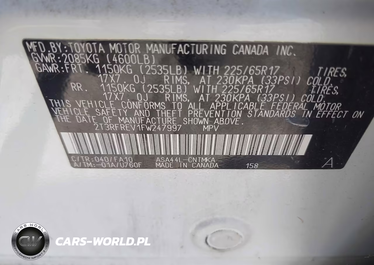 2015 Toyota Rav4 Xle VIN:2T3RFREV1FW247997 - 9