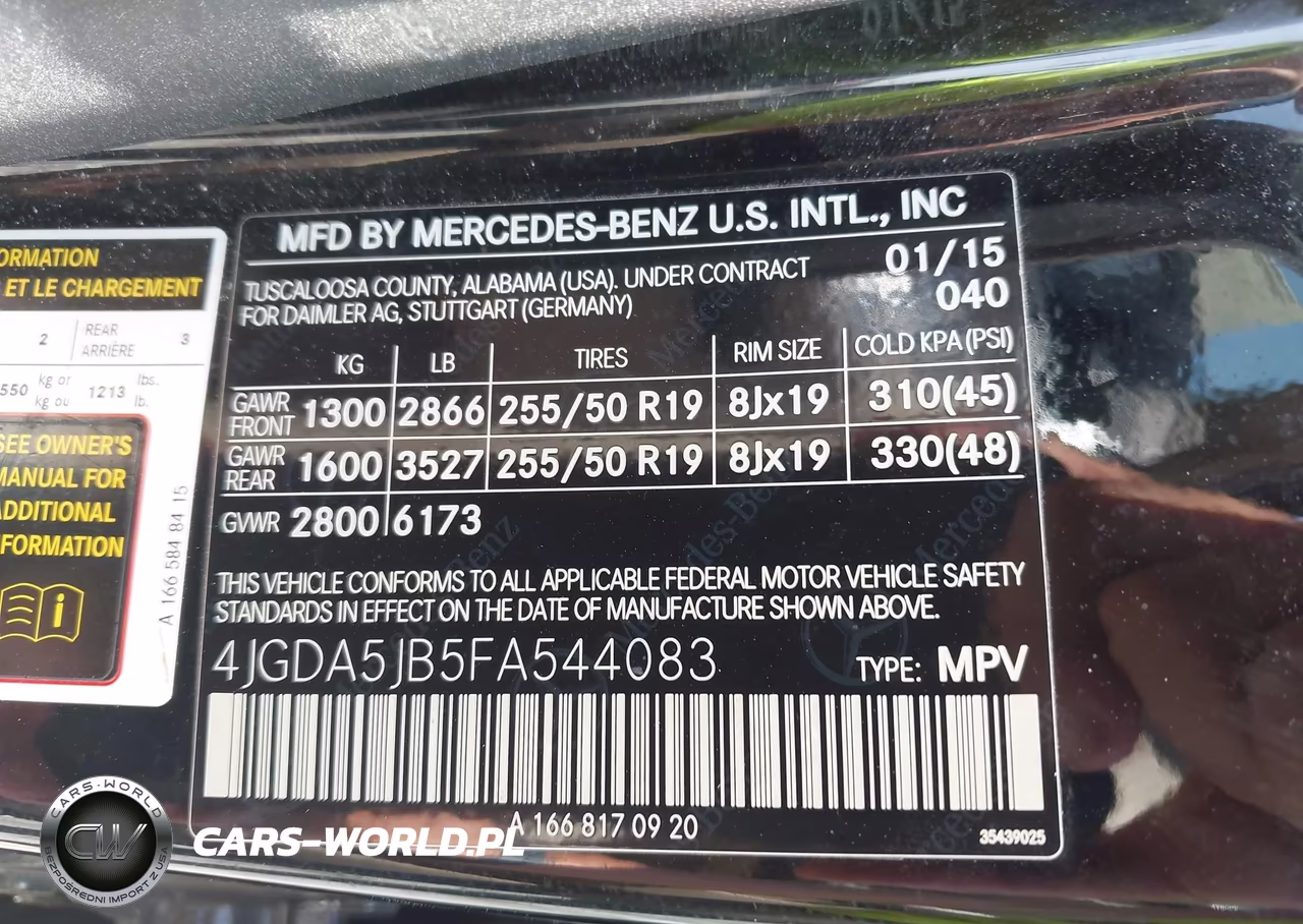 2015 Mercedes-Benz Ml 350 VIN:4JGDA5JB5FA544083 - 9