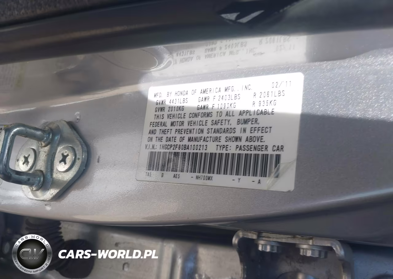 2011 Honda Accord Exl VIN:1HGCP2F80BA100213 - 9