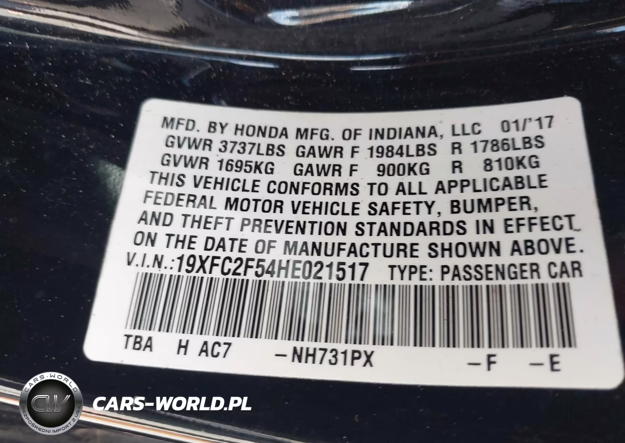 2017 Honda Civic Lx VIN:19XFC2F54HE021517 - 9