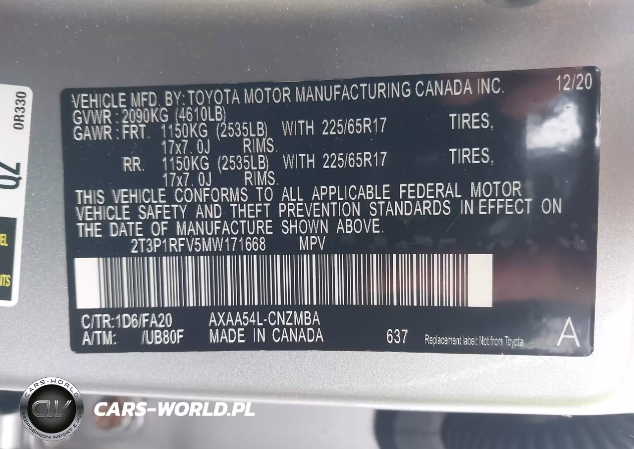 2021 Toyota Rav4 Xle VIN:2T3P1RFV5MW171668 - 9