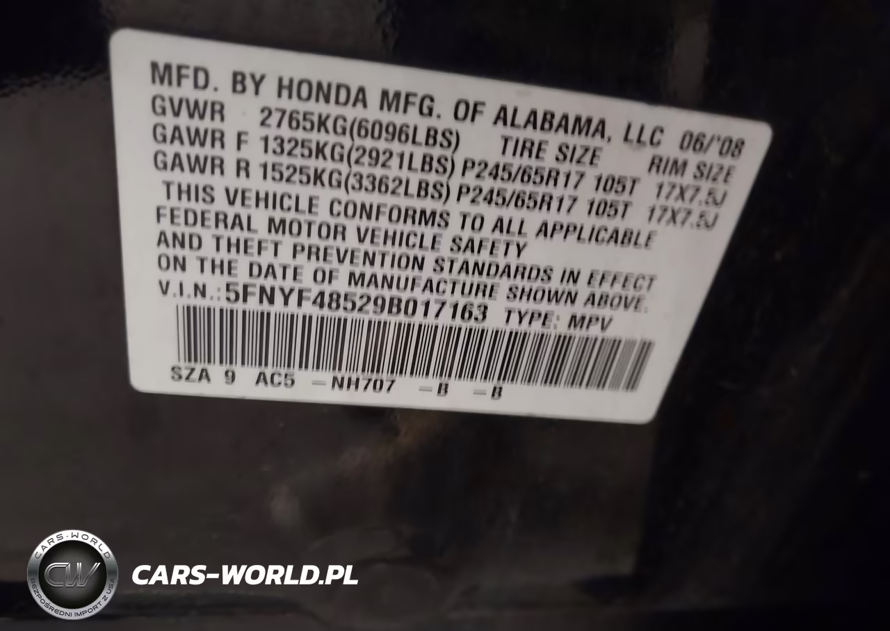 2009 Honda Pilot Ex-L VIN:5FNYF48529B017163 - 9