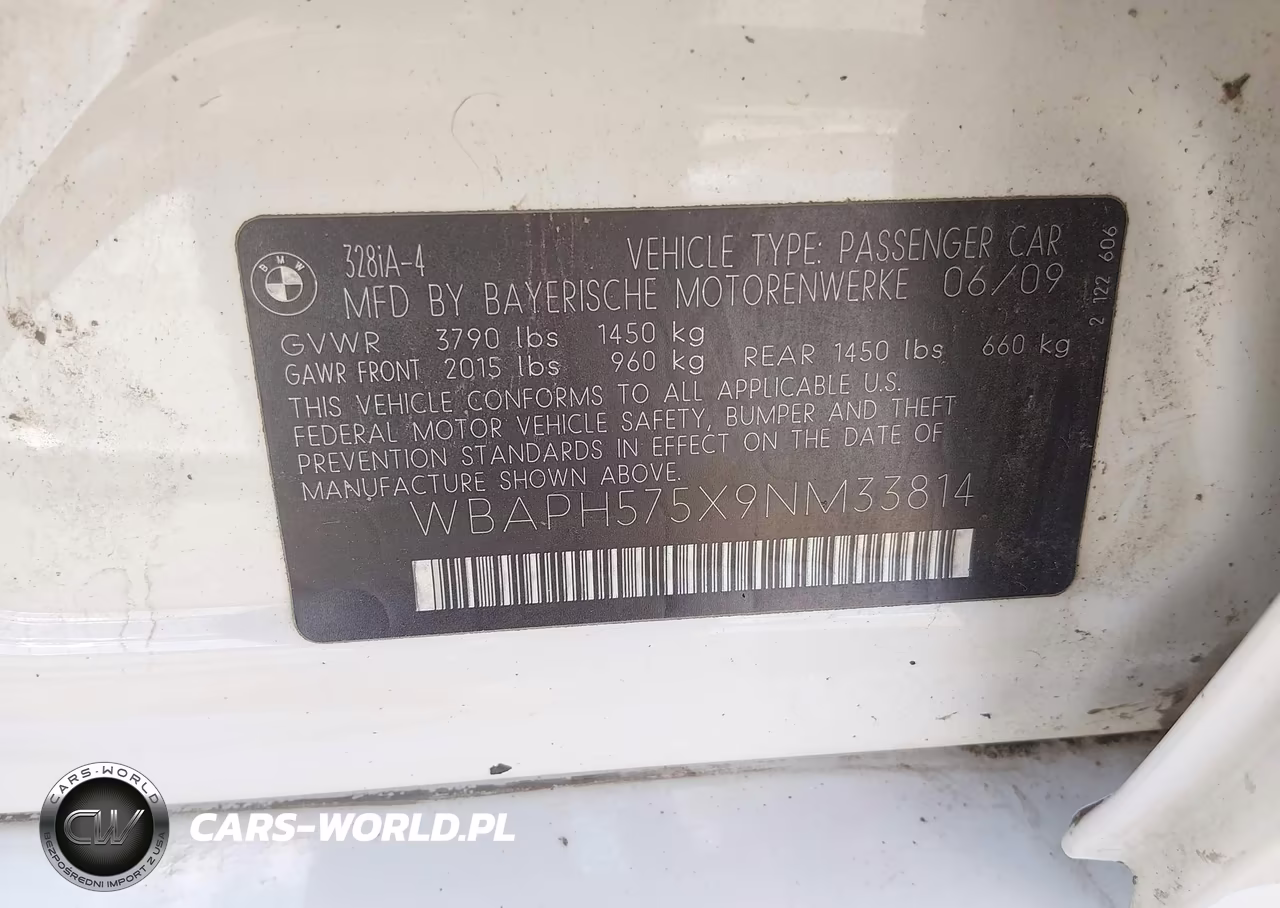 2009 BMW 328I VIN:WBAPH575X9NM33814 - 9
