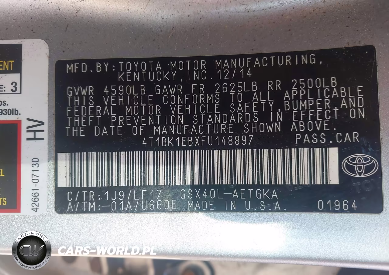 2015 Toyota Avalon Xle Premium VIN:4T1BK1EBXFU148897 - 9